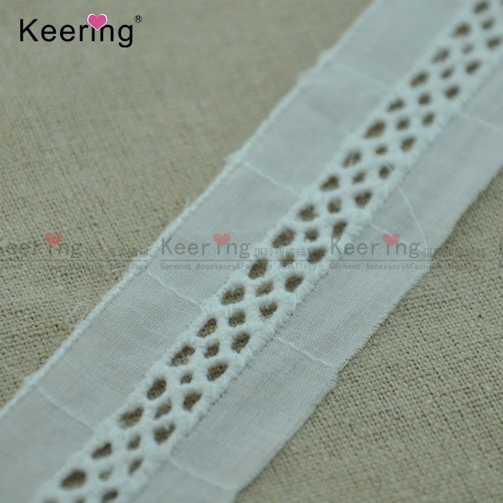 white embroider ladder cotton lace trimming for garment dress WLC-394