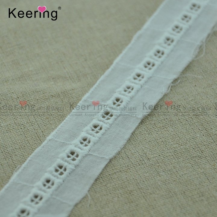 white embroider ladder cotton lace trimming for garment dress WLC-394