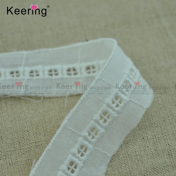 white embroider ladder cotton lace trimming for garment dress WLC-394