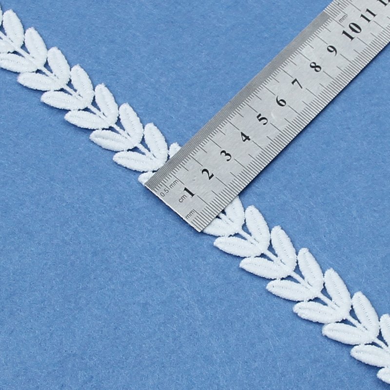 High quality white polyester milk silk water soluble Sustainable lace border embroidery lace trim for wedding dress trim