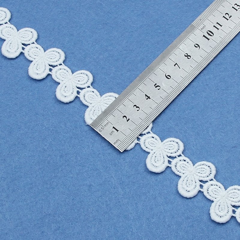 High quality white polyester milk silk water soluble Sustainable lace border embroidery lace trim for wedding dress trim