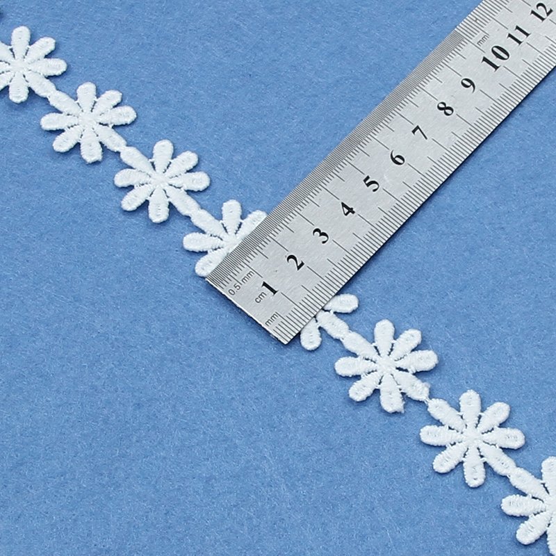 High quality white polyester milk silk water soluble Sustainable lace border embroidery lace trim for wedding dress trim
