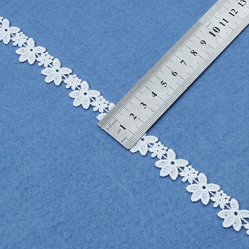High quality white polyester milk silk water soluble Sustainable lace border embroidery lace trim for wedding dress trim
