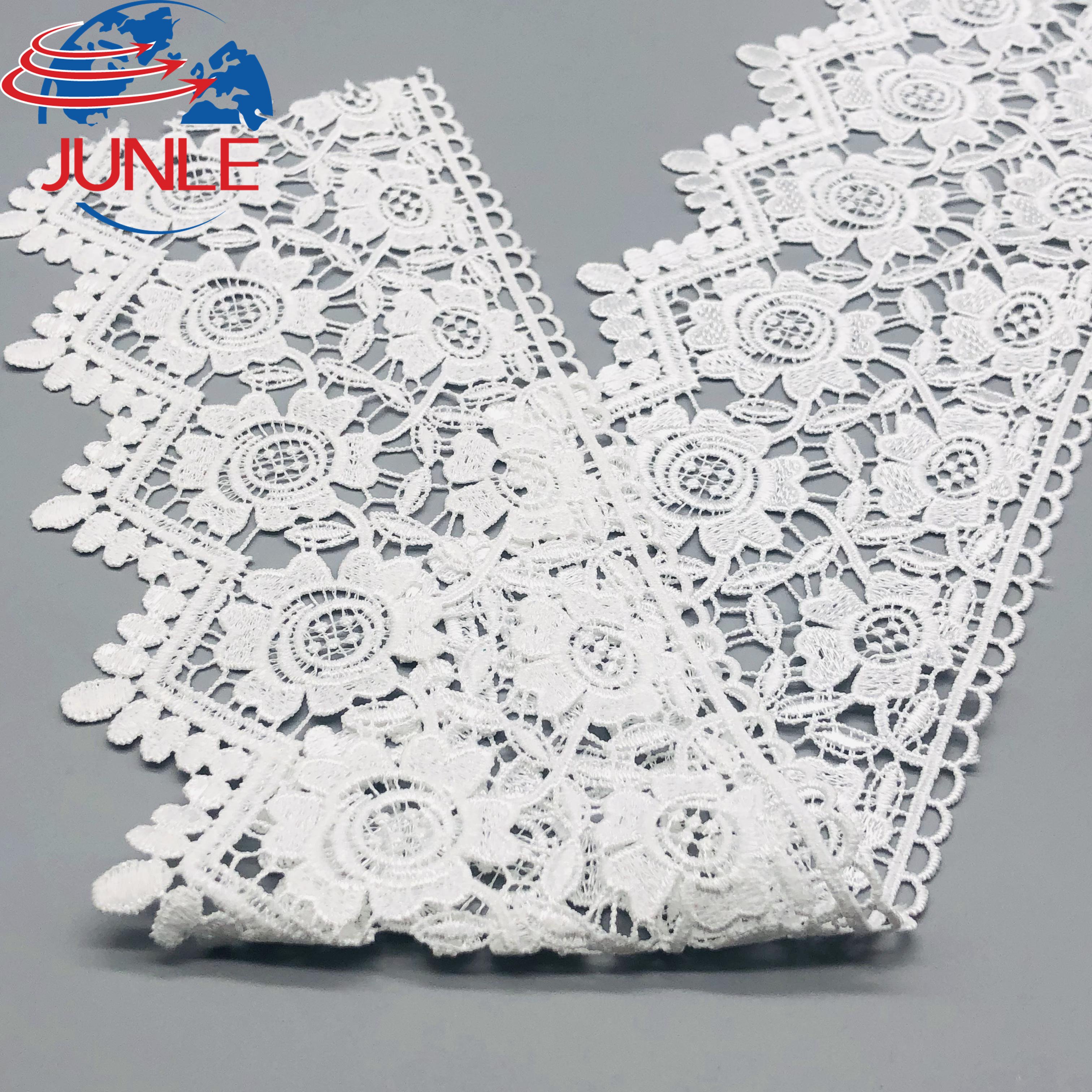 Custom Lace Trimming Garment Accessories Milk Silk Tulle Embroidery Lace Trim