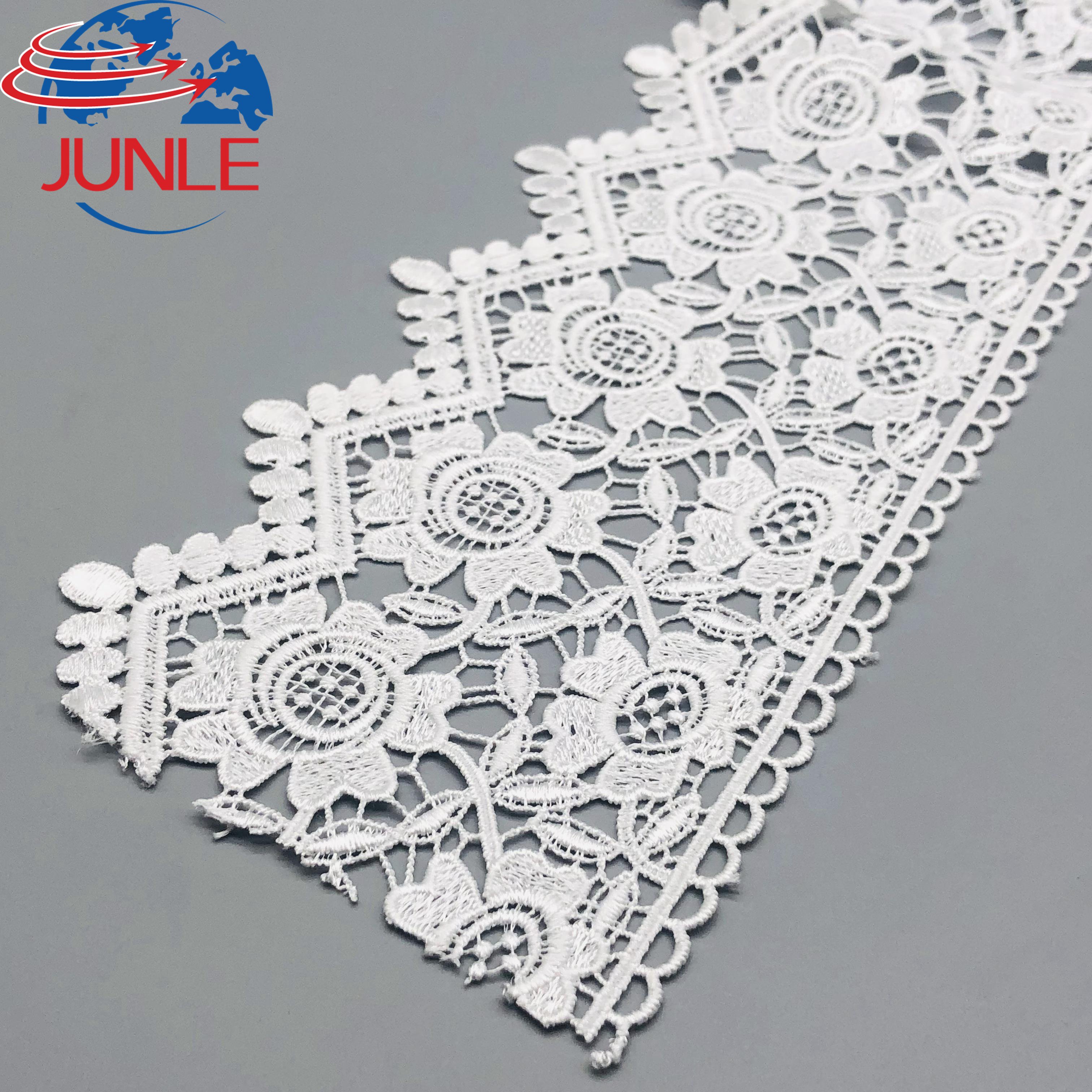 Custom Lace Trimming Garment Accessories Milk Silk Tulle Embroidery Lace Trim