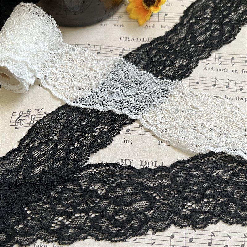 L1855 Small lace trim, colorful Nylon Spandex Elastic Lace, stretch narrow special design trim for Women's Lingerie and Dresses