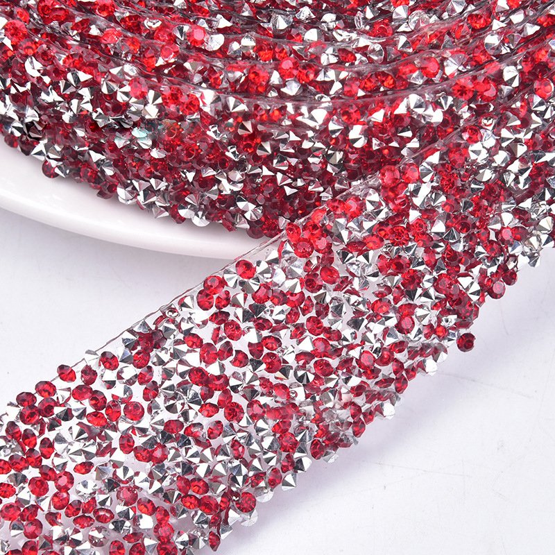 Xichuan 1cm 1.5cm 3cm Trim Strass Chain Resin Crystal AB Hot Fix Rhinestones DIY Belt Wedding Dress Garment Craft