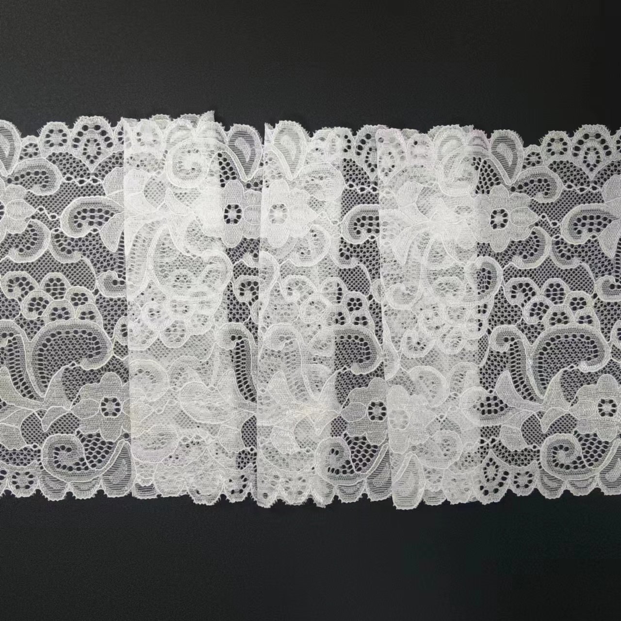 Fashion Voile Nylon Spandex Lace Trim Tulle White Roll Knitted Elastic Border for Bra Lace Trimming Accessories