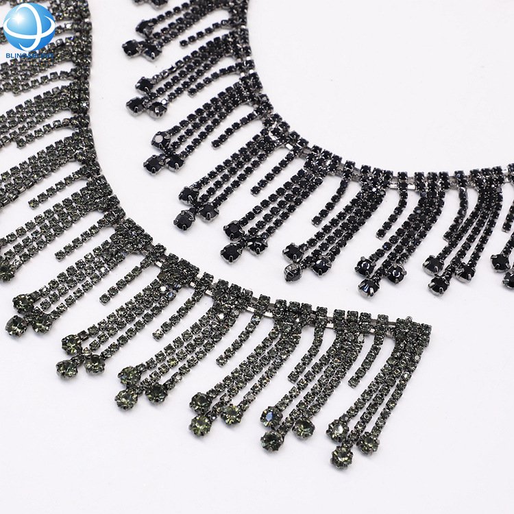 Shiny Rhinestone Gold Dangle Trimming Chain Crystal Banding Cup Chain For Wedding Party Dress Ribbon Tassel Chain DIY Ornament