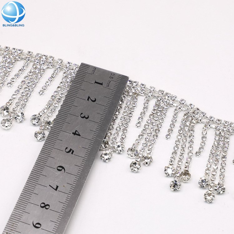 Shiny Rhinestone Gold Dangle Trimming Chain Crystal Banding Cup Chain For Wedding Party Dress Ribbon Tassel Chain DIY Ornament