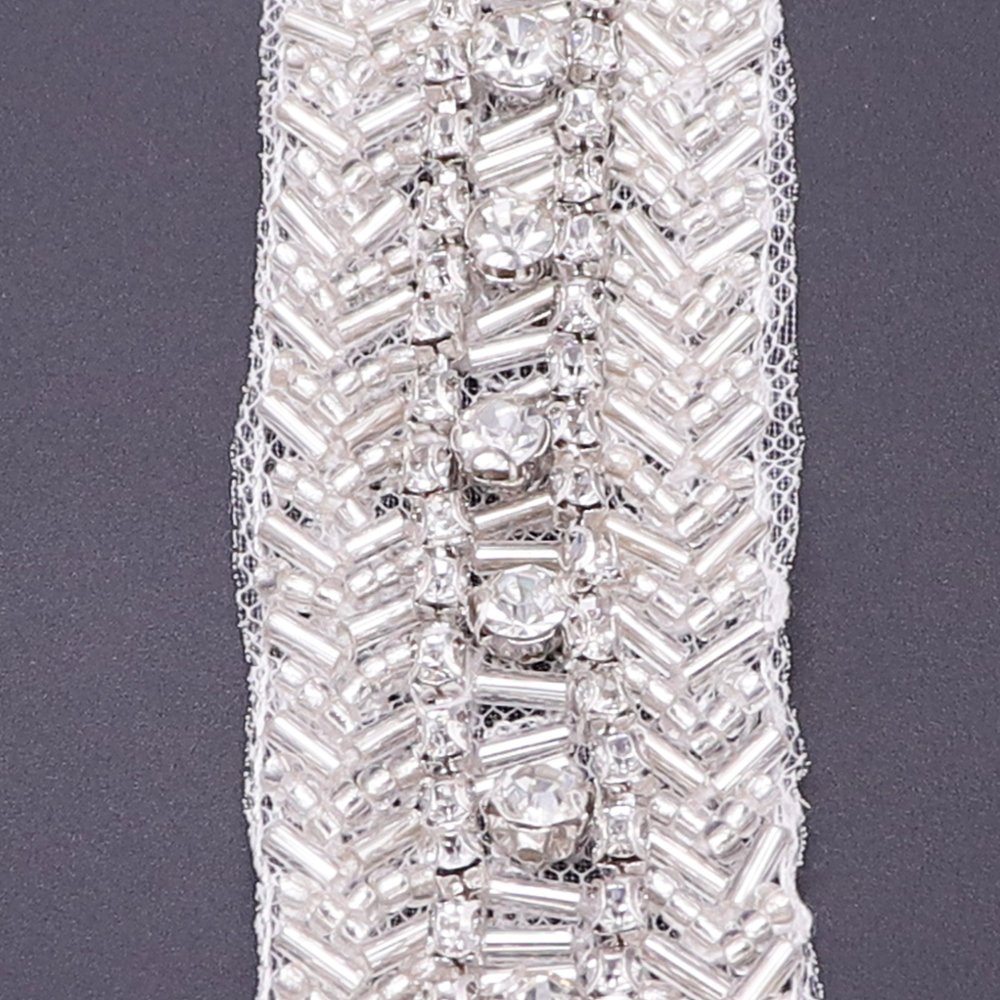 Best Designer Wedding Dress Lace Trim Hand Sewing Rhinestone Tape Luxury Lace Trim With Stone Chain