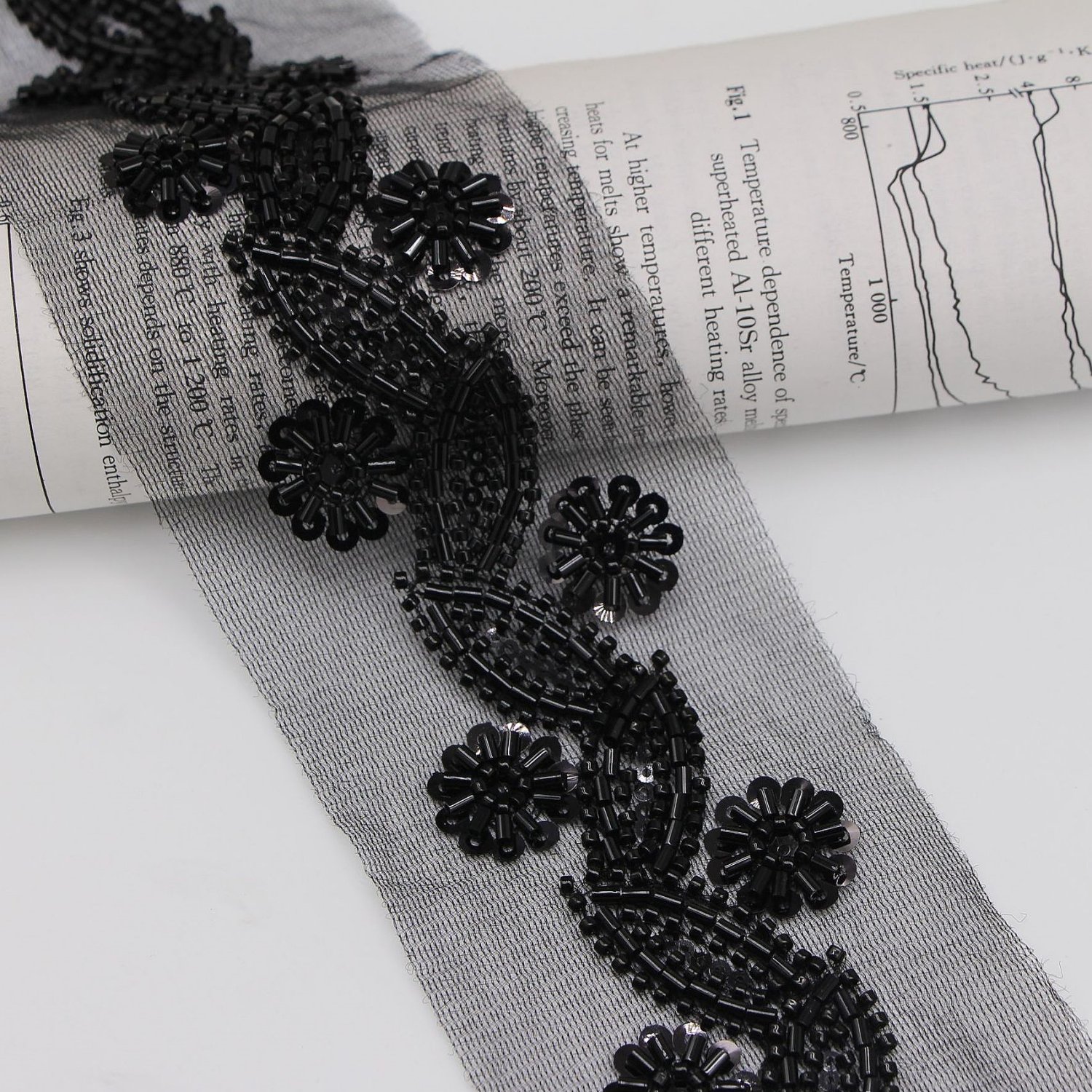 New mesh base rice beads sequin flower hat headwear gown collar embellishments beaded lace trim