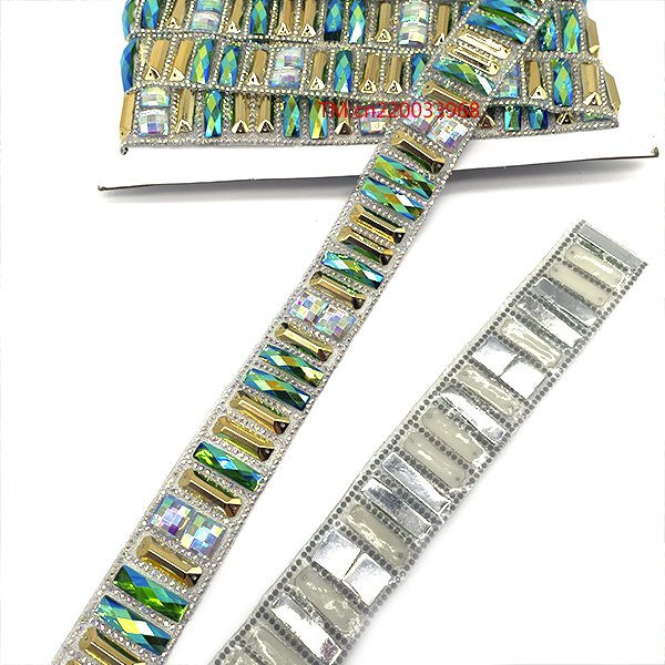 Fashion clear silver ab glass hot fix rhinestone beaded appliques trims for Jamaica event carnival costumes 2024