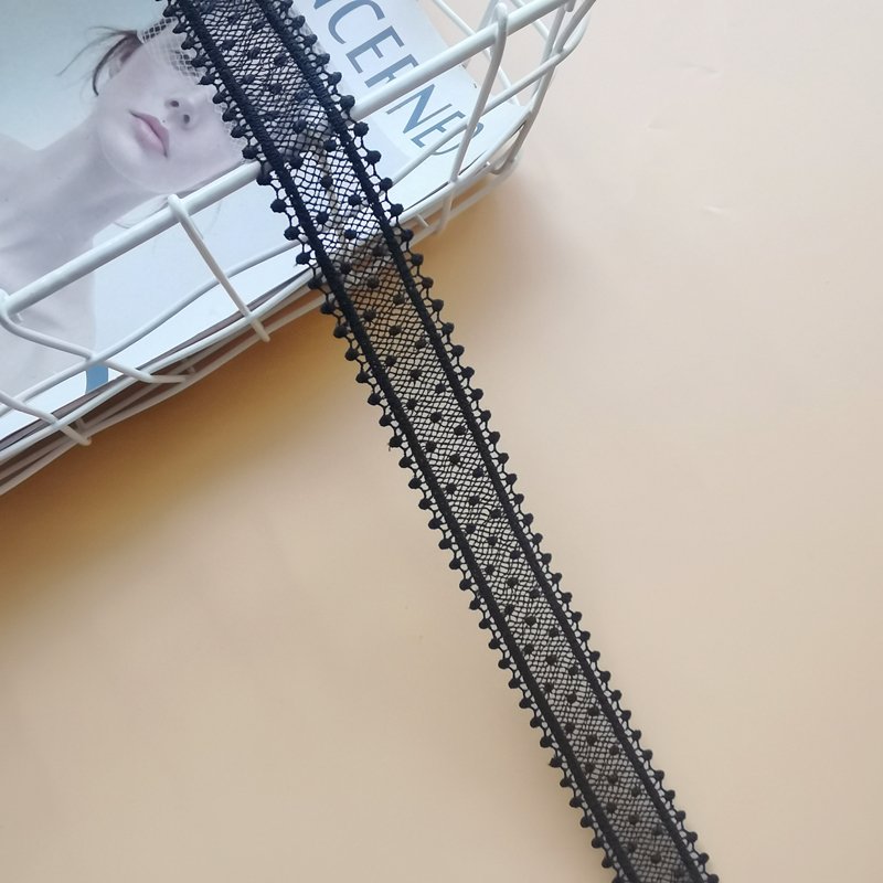 High Quality White and Black Polyester Embroidery Lace Ribbons Mesh Tulle Lace Trimming Fabric Width 2.5 cm For Dress
