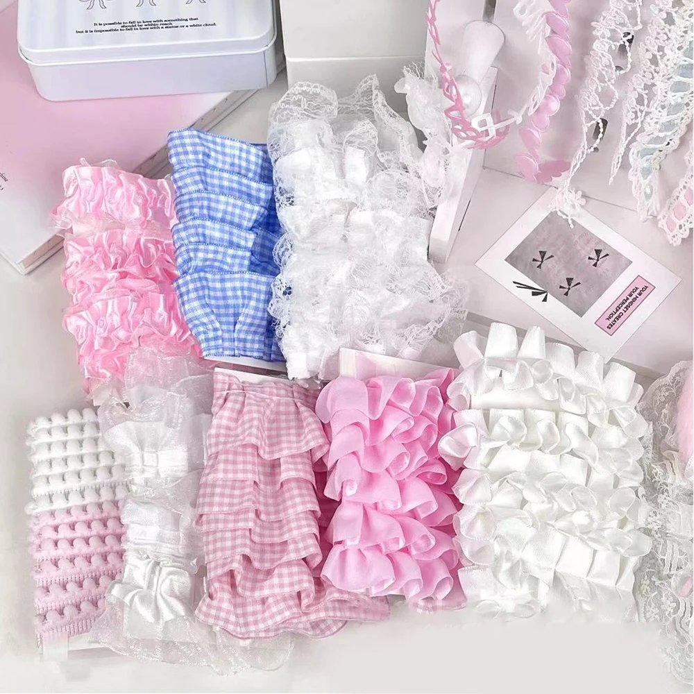 Lace Strips DIY Home Lace Decor Handmade Material Card Cover Dceor Cute Sweet Plaid Lace Strips DIY Sewing Accessories