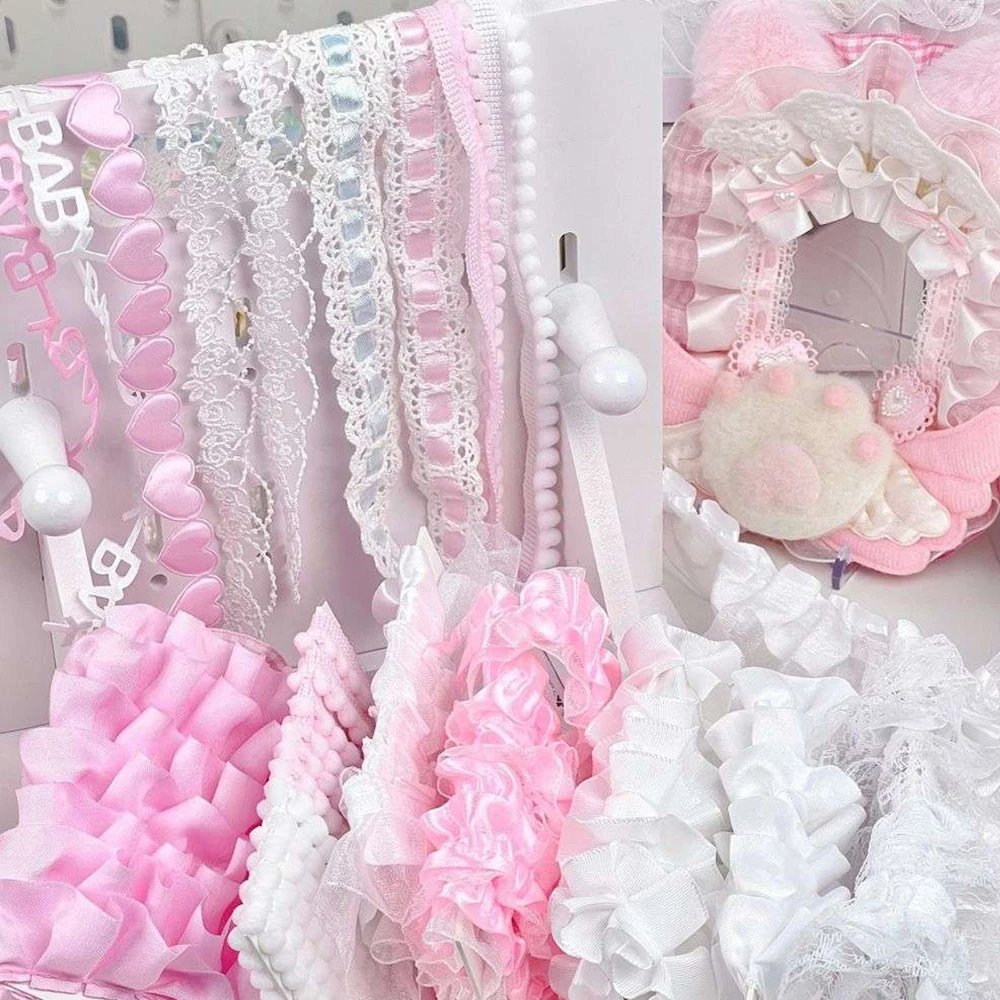 Lace Strips DIY Home Lace Decor Handmade Material Card Cover Dceor Cute Sweet Plaid Lace Strips DIY Sewing Accessories
