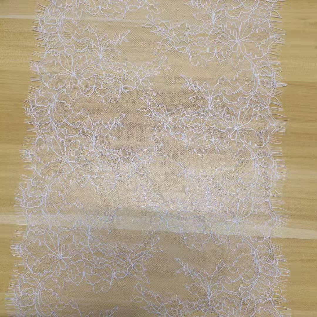 3 meters/lot Width 24cm Non stretch white Eyelash lace trim fabric For skirt decoration black and white