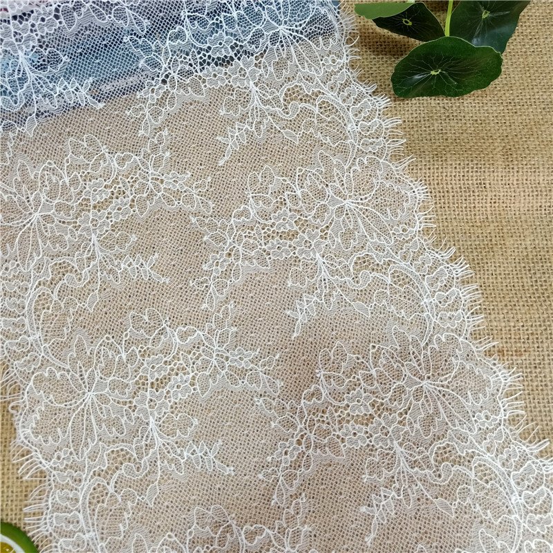 3 meters/lot Width 24cm Non stretch white Eyelash lace trim fabric For skirt decoration black and white