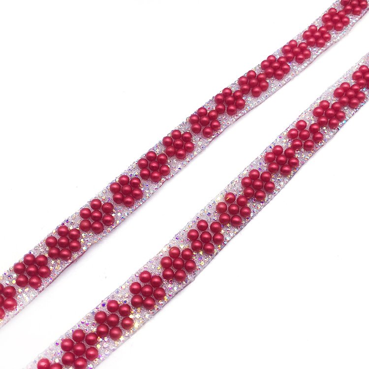Graphic customization colorful flower trim hot fix pearl flower trim for carnival costumes DIY design