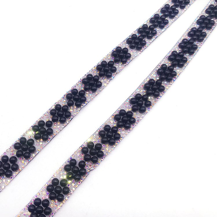 Graphic customization colorful flower trim hot fix pearl flower trim for carnival costumes DIY design