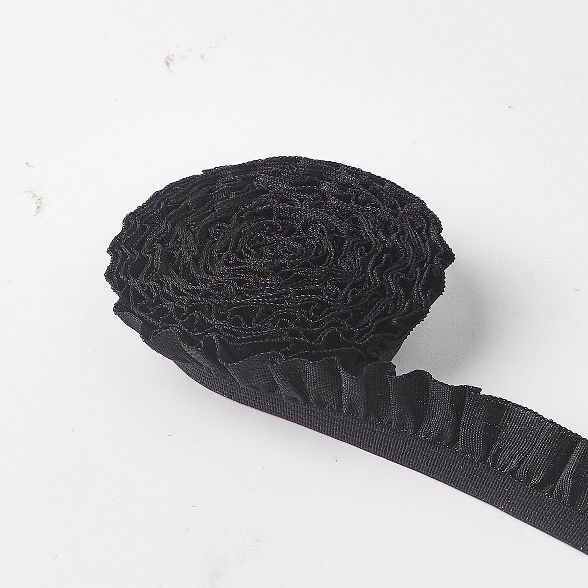 1.5CM Single face ruffle nylon fringe stretch elastic lace tape trim band for lace wedding dresses