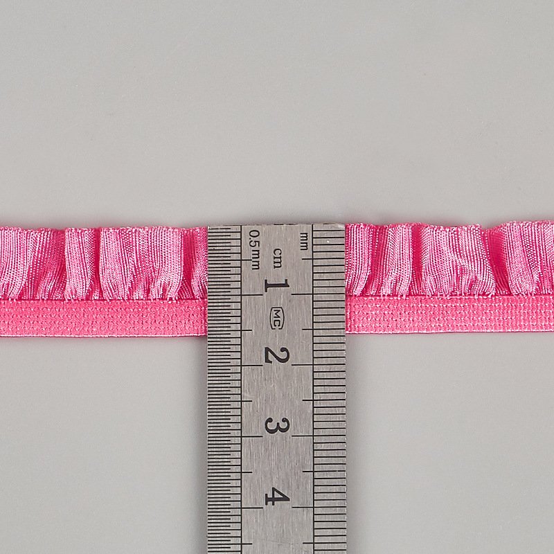 1.5CM Single face ruffle nylon fringe stretch elastic lace tape trim band for lace wedding dresses