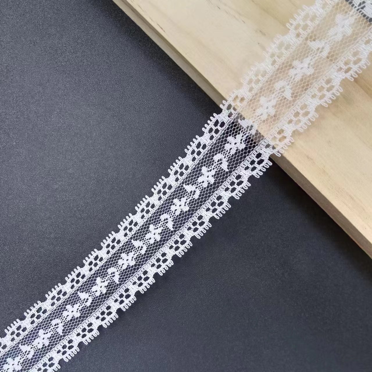 2024 Women's Soft White Voile Nylon Lace Fabric Stretch Lace Trim Fancy Tulle Lingerie with Lace Strips