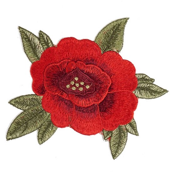 2pcs Red Flower Floral Lace Embroidery Patch Motif Trim Sew/Iron on Applique