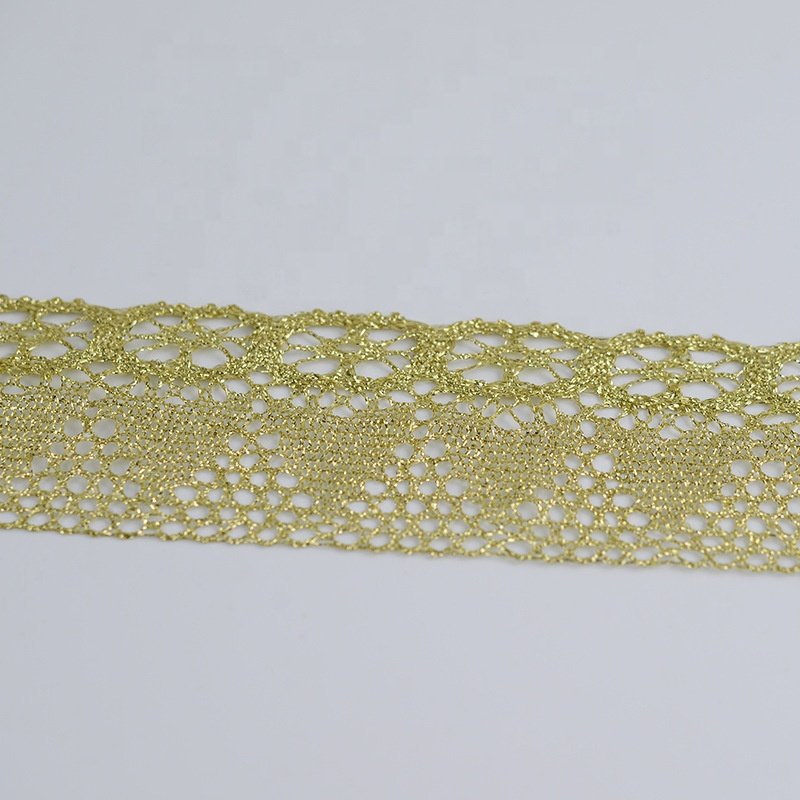 2023 New Gold Silk Thread Braided Laces Trims Crochet Lace Fabric Ribbon DIY Dress Decor Webbing Sew Accessories