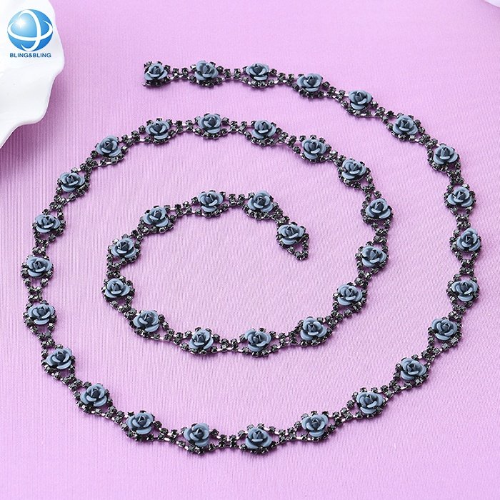 Crystal Trimming Chain Rhinestone Red Rose Flower Wedding Dress Crystal Fancy Stone Cup Chain