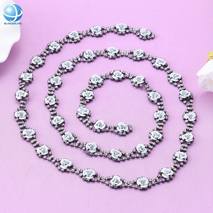 Crystal Trimming Chain Rhinestone Red Rose Flower Wedding Dress Crystal Fancy Stone Cup Chain