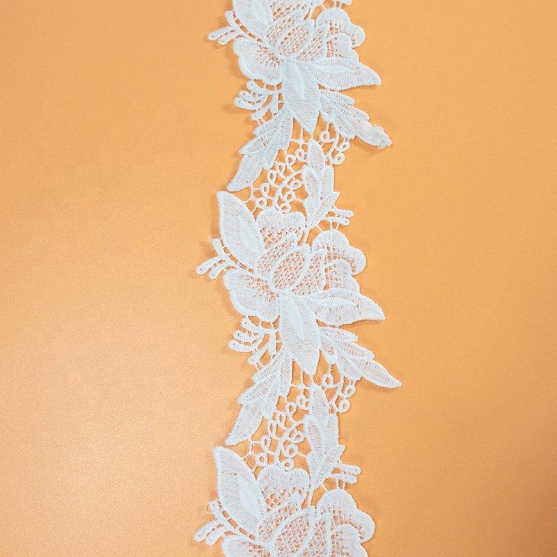Embroidery water soluble eyelet lace trim white cotton lace ribbon trim for dress tablecloth blankets bottle box decoration
