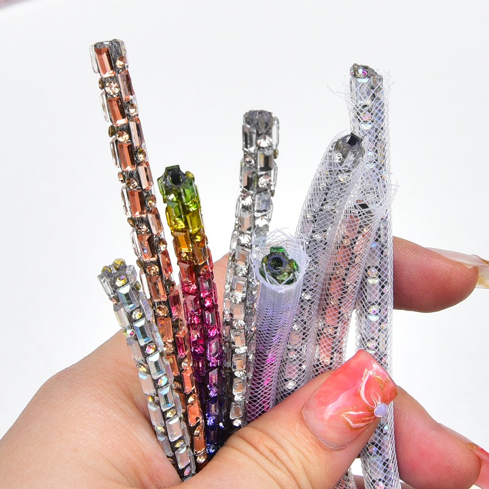 6Mm Glitter Rhinestones Soft Tube Cord Rope String For Diy Clothing Shoes Dense Rectangle Round Glass Best Selling Ropes Trims