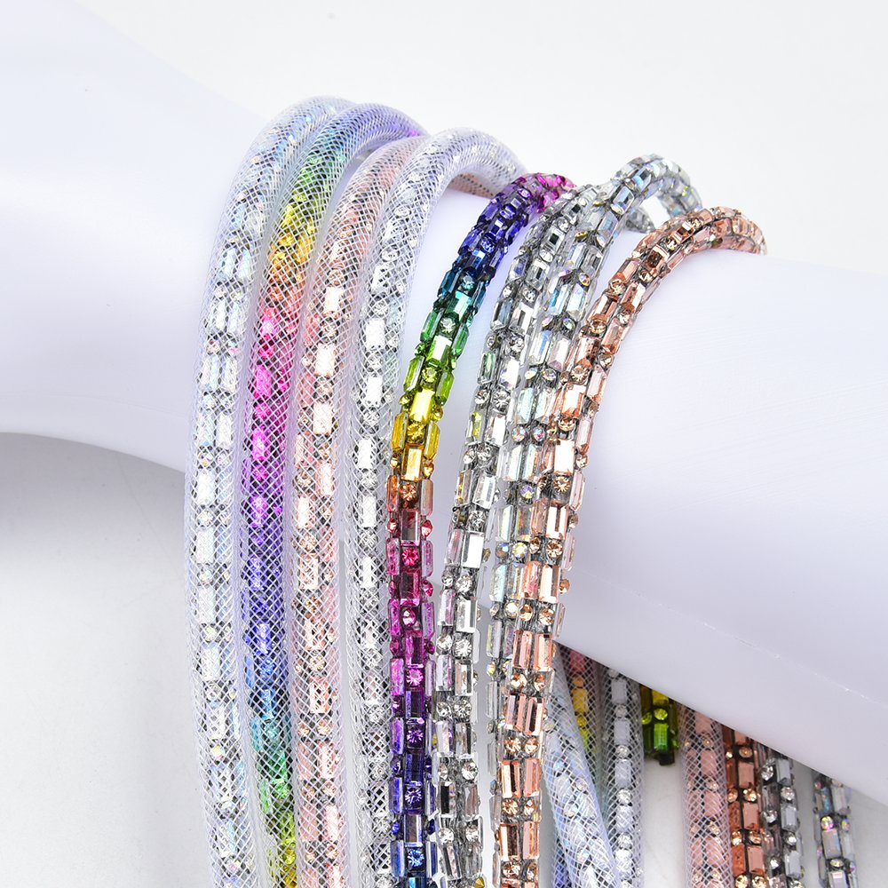 6Mm Glitter Rhinestones Soft Tube Cord Rope String For Diy Clothing Shoes Dense Rectangle Round Glass Best Selling Ropes Trims