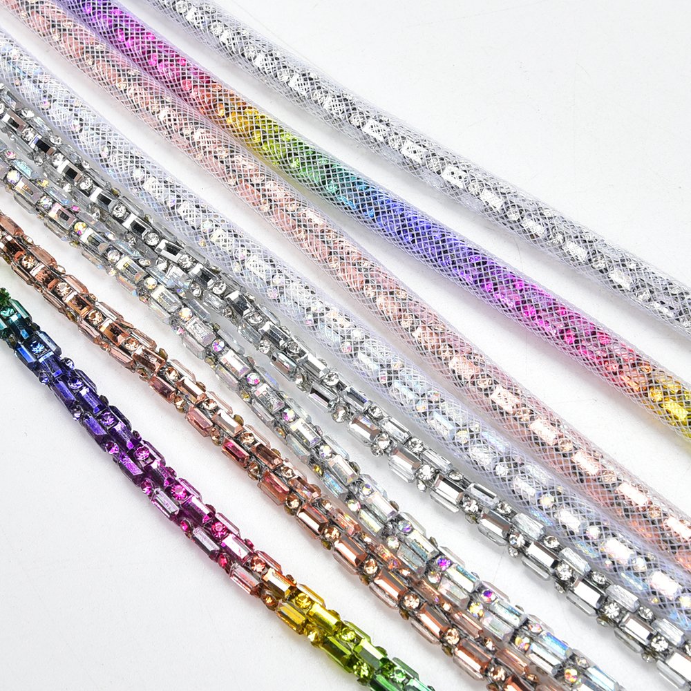 6Mm Glitter Rhinestones Soft Tube Cord Rope String For Diy Clothing Shoes Dense Rectangle Round Glass Best Selling Ropes Trims