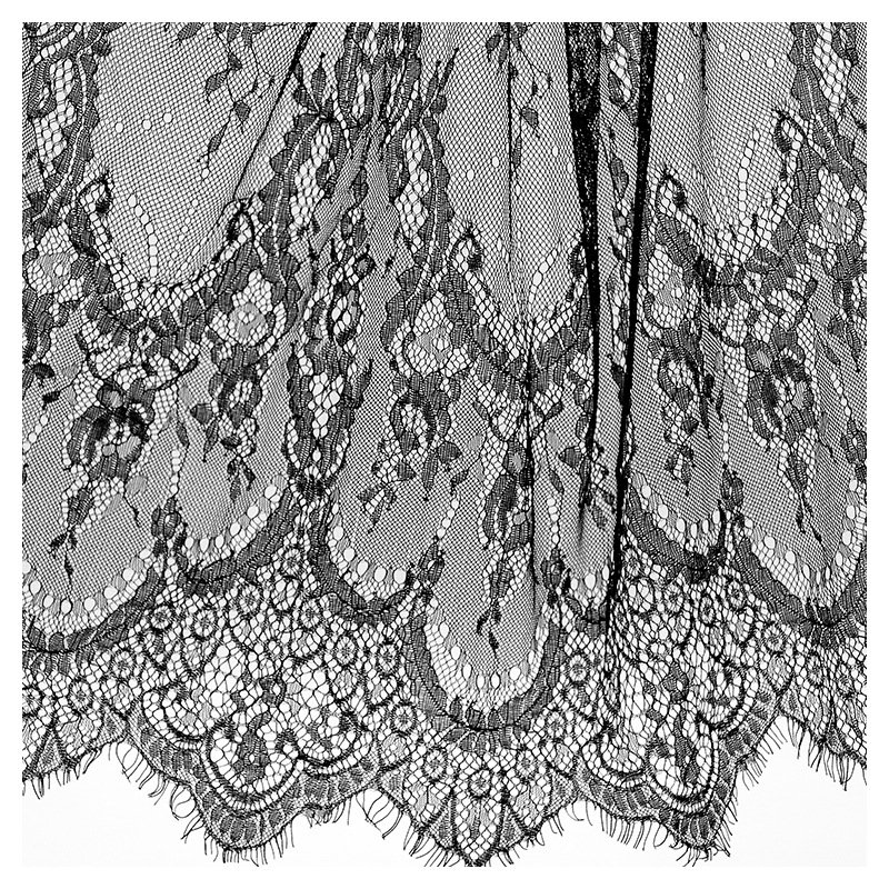 K2036 Elegant French Wedding Dress Accessory Chantilly Black White Eyelash Lace Mesh Fabric Flower Border Design Decoration