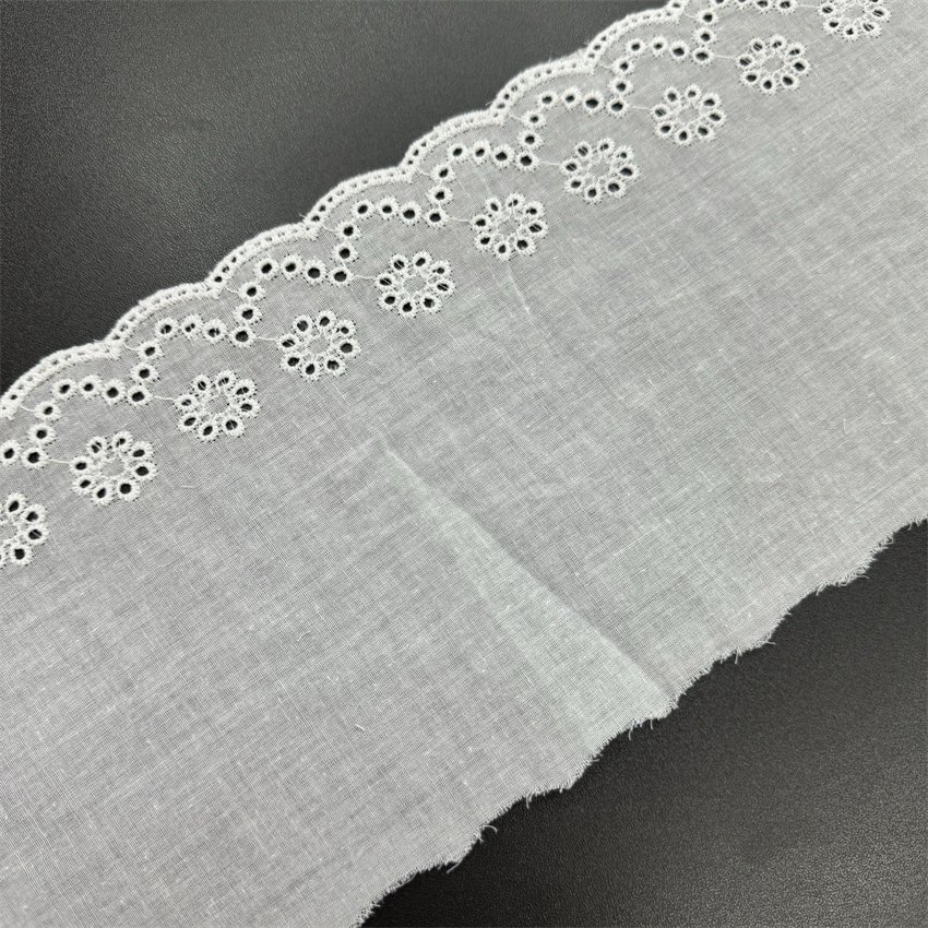 Fine woven cotton fabric carvend holes Trimming lace water soluble Embroidery border lace trim garment