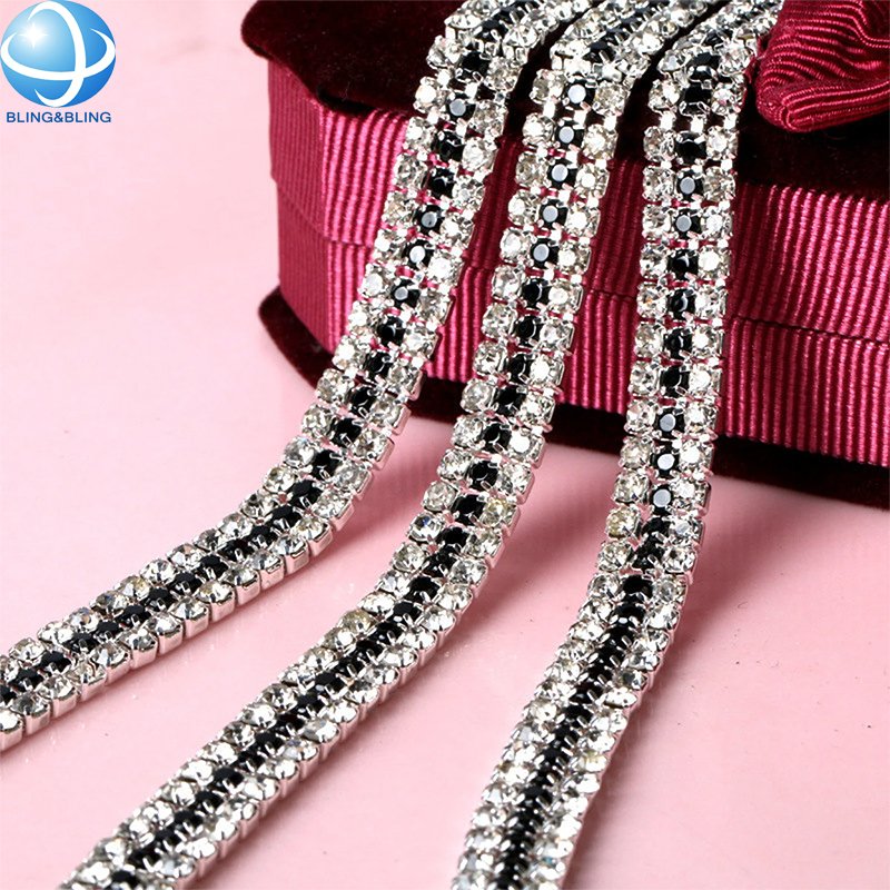 Wholesale Crystal Trimming Cup Chain Colorful Rhinestone Metal Chain Sewing Brass Glass Tassel Trim For Women DIY Dress Jewelry