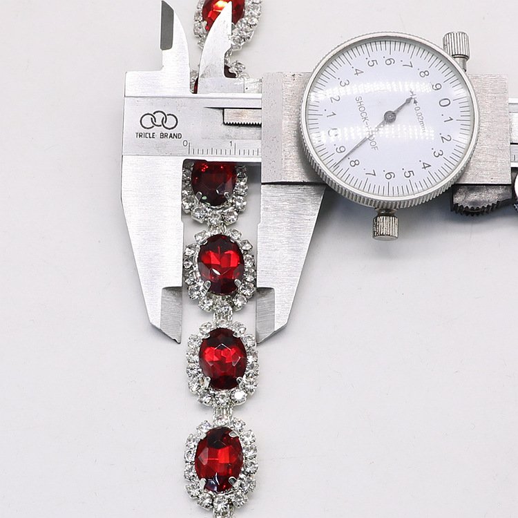 JFRC014 Quality Sew Oval Rhinestone Chain Crystal Rhinestone Trimming Link Chain For Wedding Dress