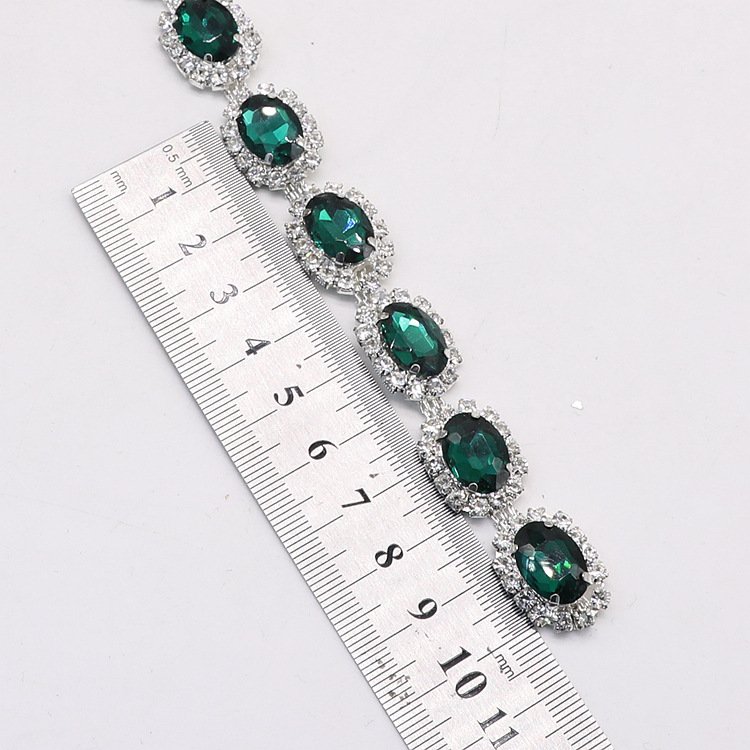 JFRC014 Quality Sew Oval Rhinestone Chain Crystal Rhinestone Trimming Link Chain For Wedding Dress