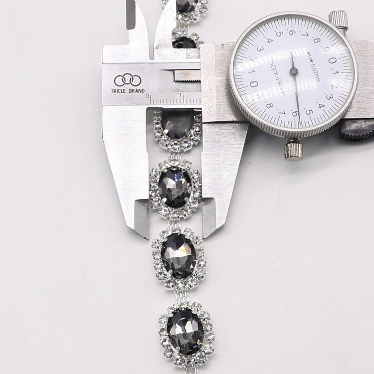 JFRC014 Quality Sew Oval Rhinestone Chain Crystal Rhinestone Trimming Link Chain For Wedding Dress