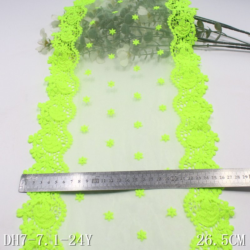 Garment Accessories Lace 26cm bright green Water-soluble guipure Embroidery encaje tul bordado Lace Trim For dress