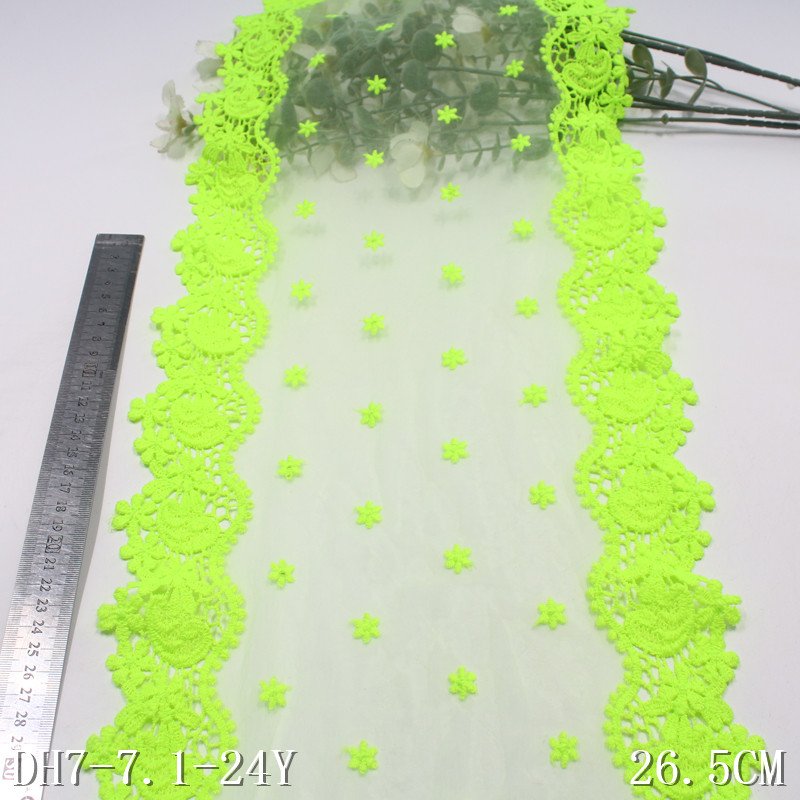 Garment Accessories Lace 26cm bright green Water-soluble guipure Embroidery encaje tul bordado Lace Trim For dress