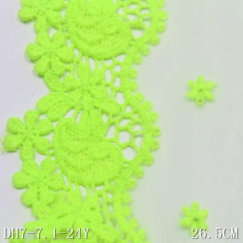 Garment Accessories Lace 26cm bright green Water-soluble guipure Embroidery encaje tul bordado Lace Trim For dress