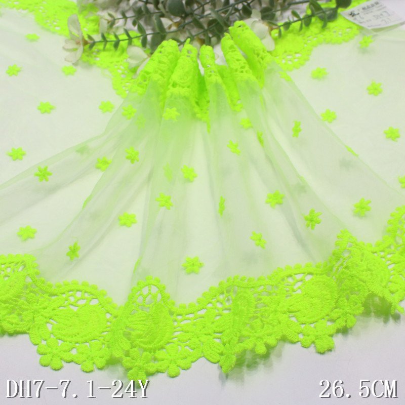 Garment Accessories Lace 26cm bright green Water-soluble guipure Embroidery encaje tul bordado Lace Trim For dress