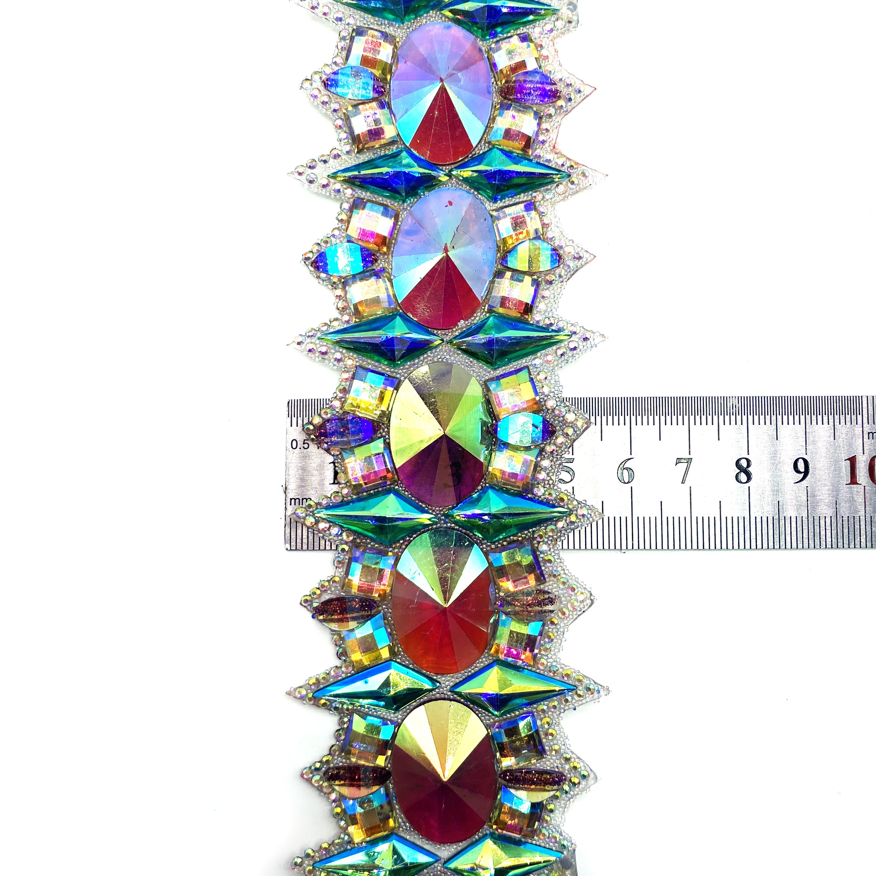 wholesale bulk luxury AB Iron-on hotfix rhinestone gemstone trimming crystal resin appliques for carnival party dress decoration