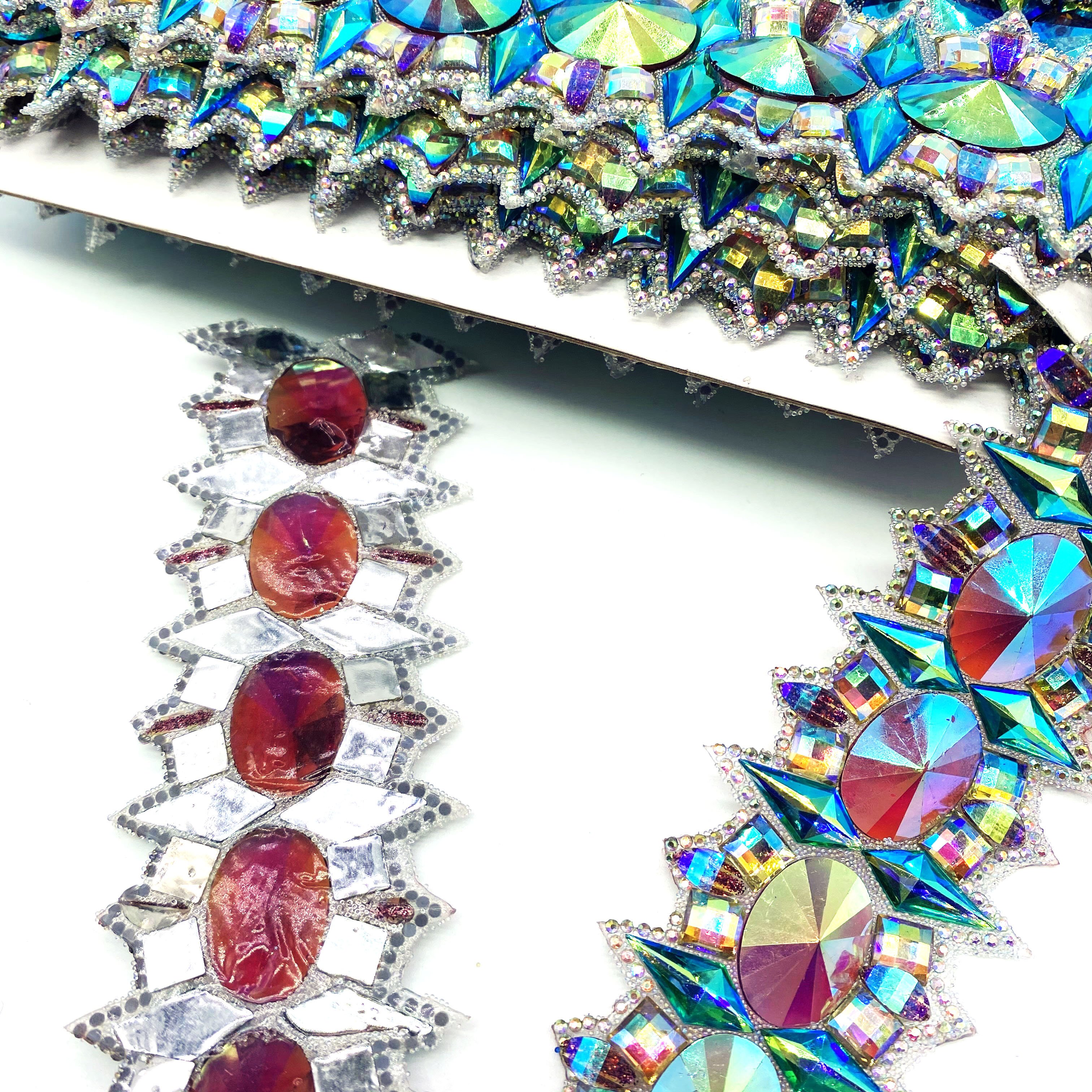 wholesale bulk luxury AB Iron-on hotfix rhinestone gemstone trimming crystal resin appliques for carnival party dress decoration