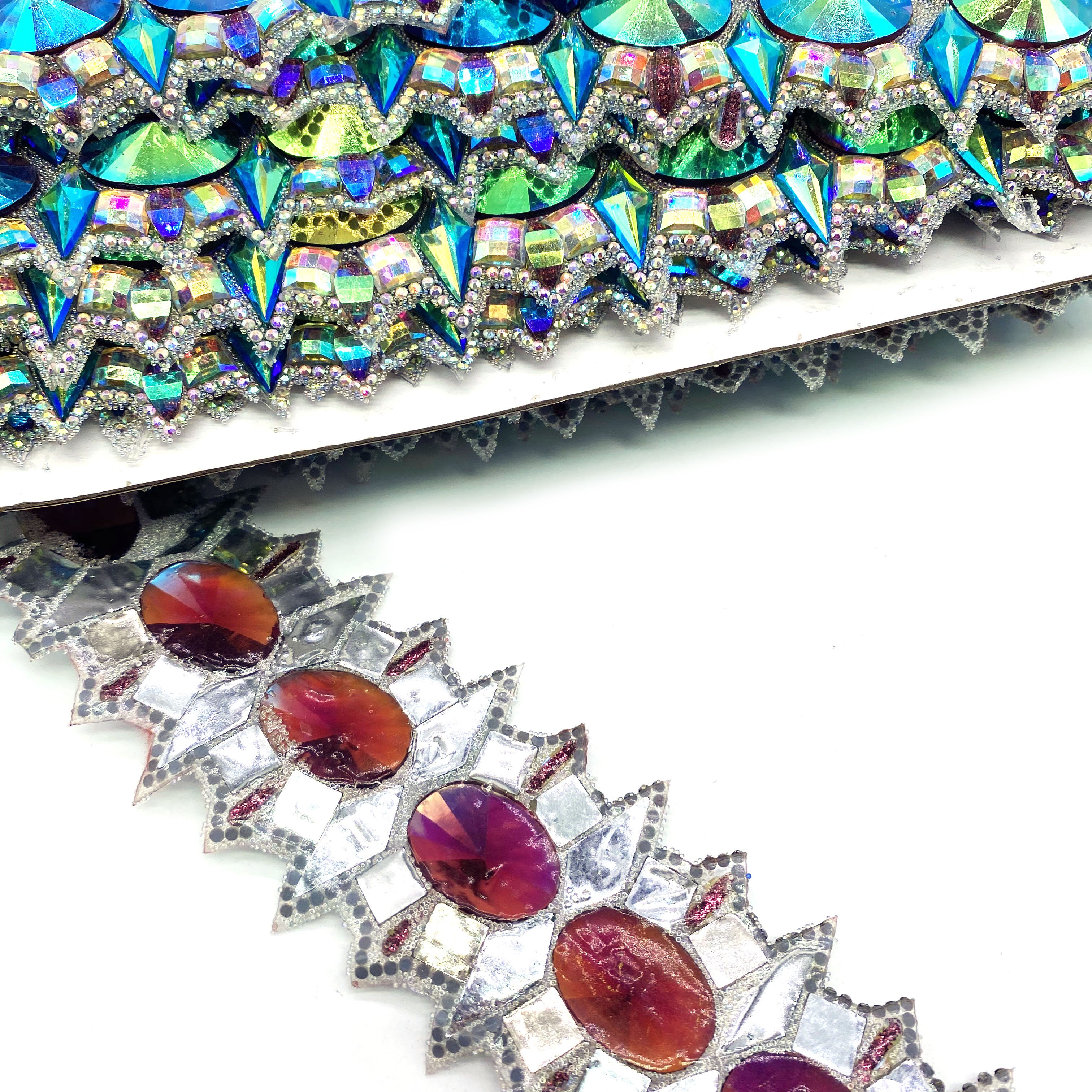 wholesale bulk luxury AB Iron-on hotfix rhinestone gemstone trimming crystal resin appliques for carnival party dress decoration