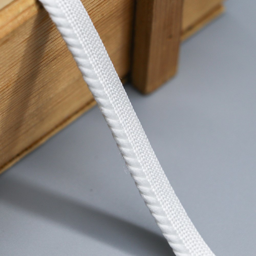 Top quality white flange binding bias tape piping trim common use elastic lip cord for garment upholstery