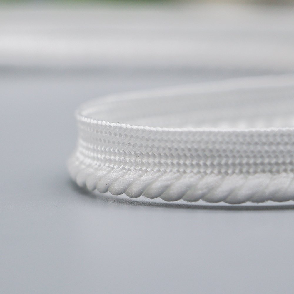 Top quality white flange binding bias tape piping trim common use elastic lip cord for garment upholstery